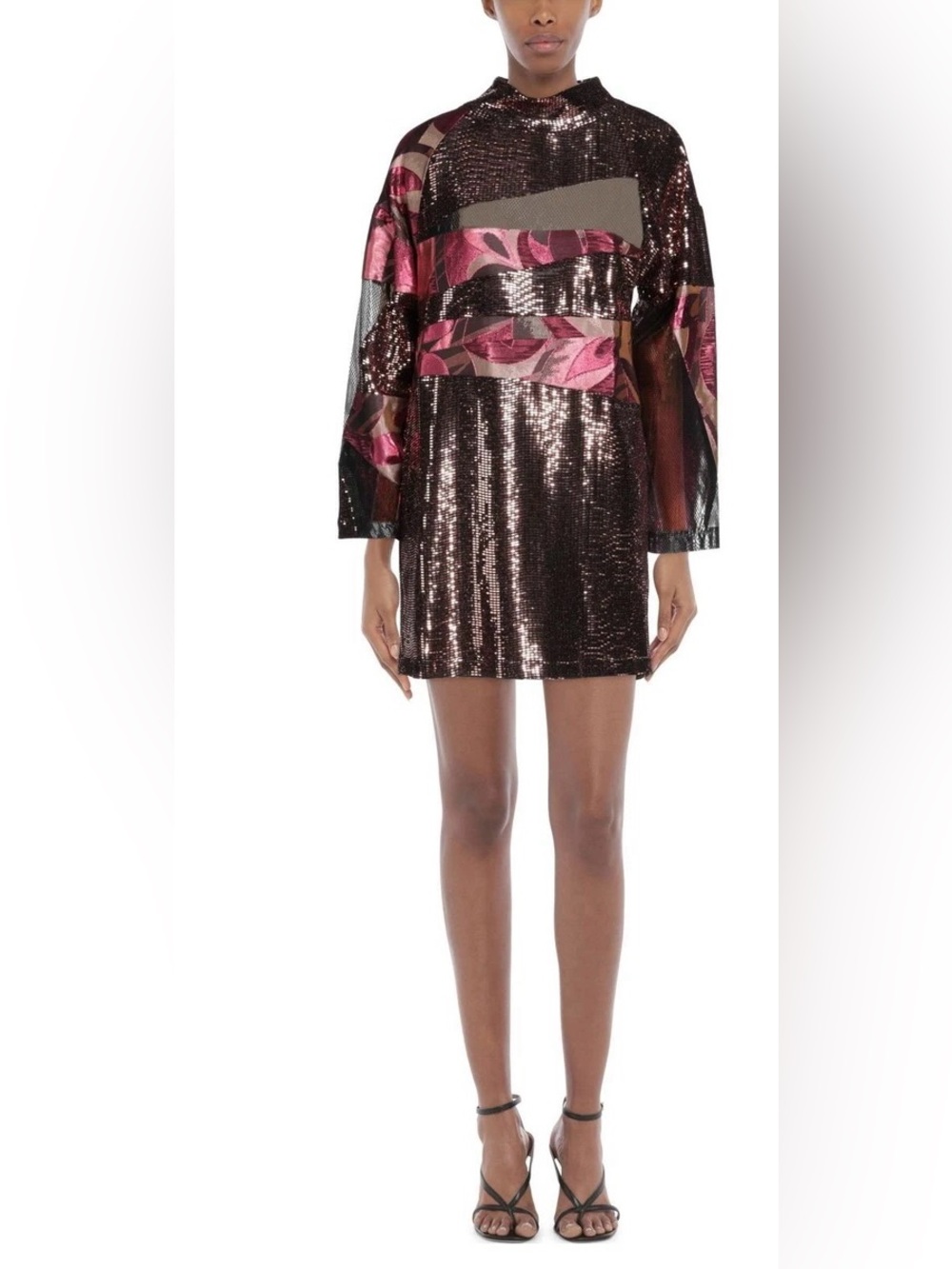 Stunning custo Barcelona patchwork Sequin dress in rose gold and Pink size 6 nwt